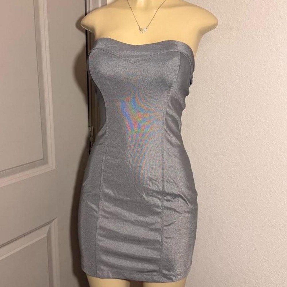Formula X Y2k Gray strapless bodycon mini dress